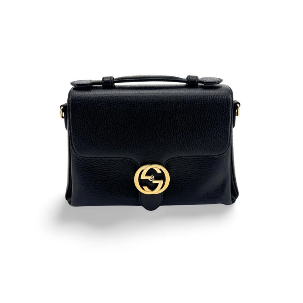 Gucci Interlocking Leather Black Leather Shoulder Bag Bag